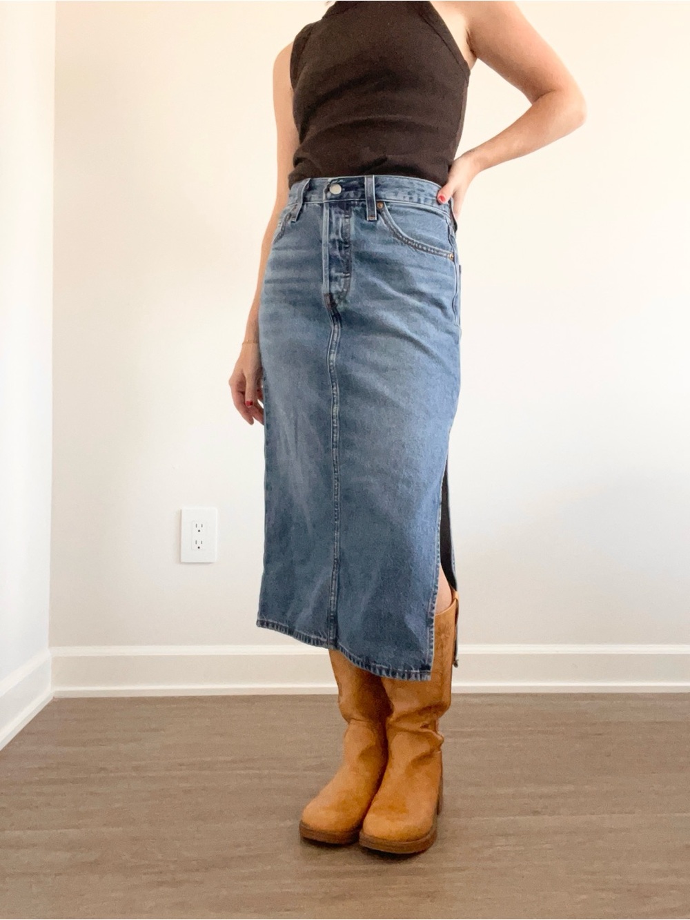 Levi’s Denim Midi Skirt with Slit